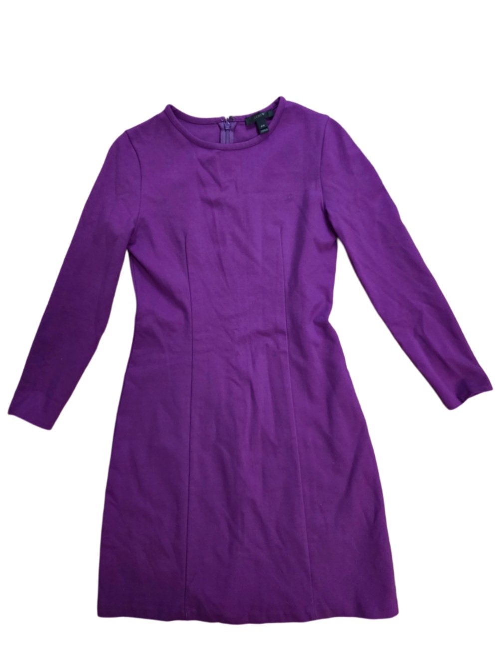 J. Crew Vibrant Purple Crew Neck Long-Sleeve Sheath Dress
